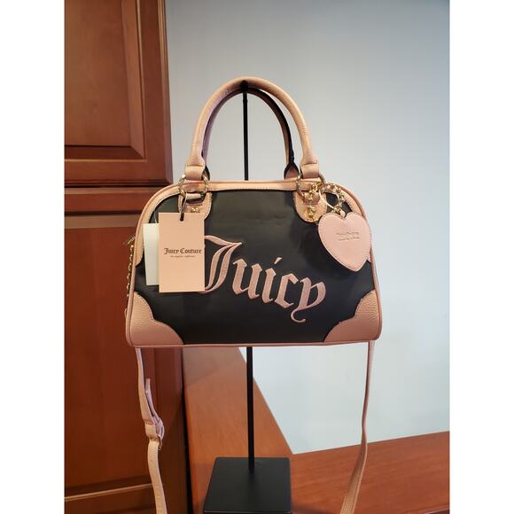Juicy Couture Handbags - NWT Juicy Couture Black Pink Heritage Bowler Bag New 2025 Shoulder Bag